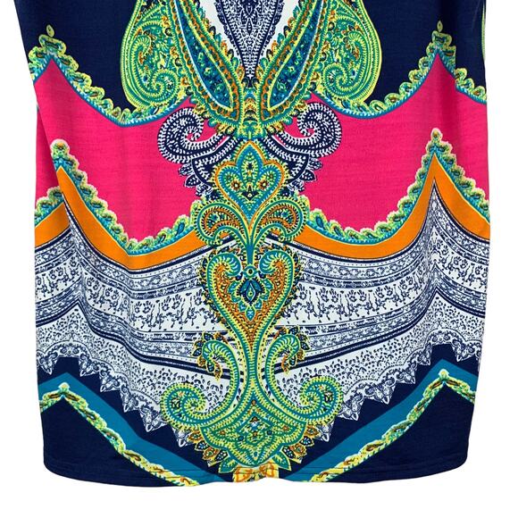 The Paragon Sleeveless Blouse Tunic Top Longer Length Blue Paisley Women’s M - Picture 8 of 8